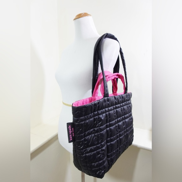 Kate Spade Softwhere Quilted Black Pink Nylon Tote Computer Bag - Picture 12 of 12